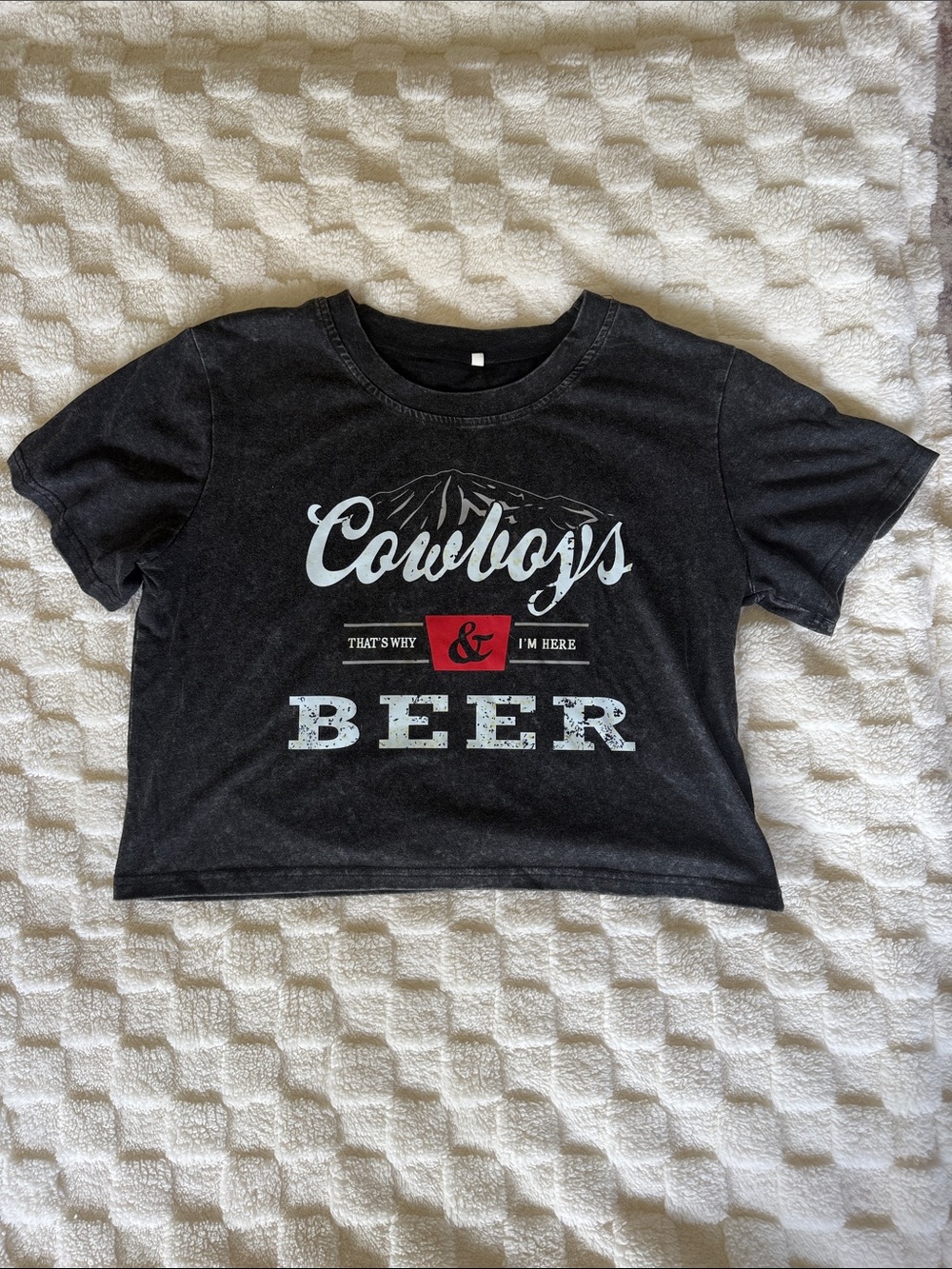 Cowboys & Beer Graphic Crop Tee - Black